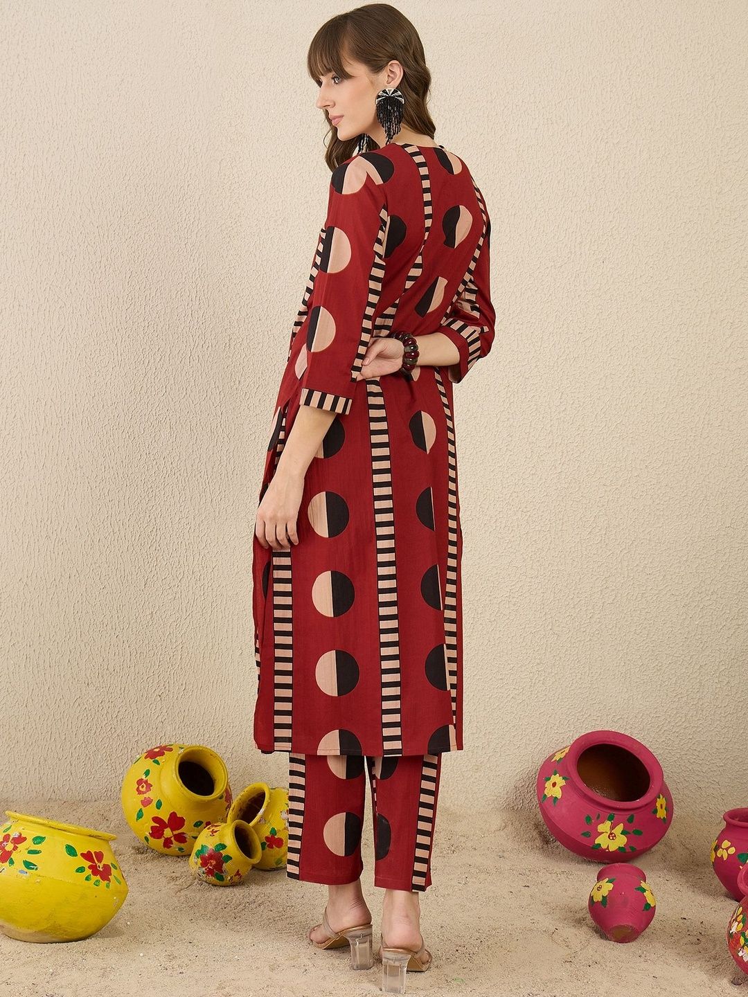 Geometric Printed Regular Pure Cotton Kurta With Trouser