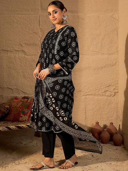Ethnic Motifs Printed Kurta With Trouser & With Dupatta