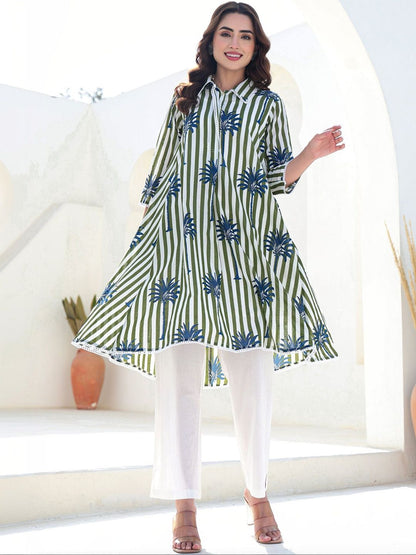 Women Printed Regular Pure Cotton Kurta with Trousers