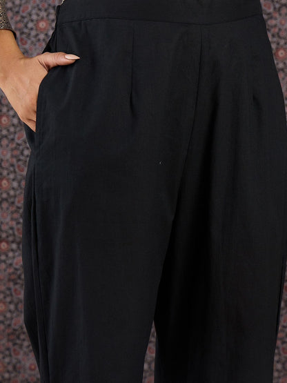 Women Floral Embroidered Regular Thread Work Pure Cotton Kurta with Trousers