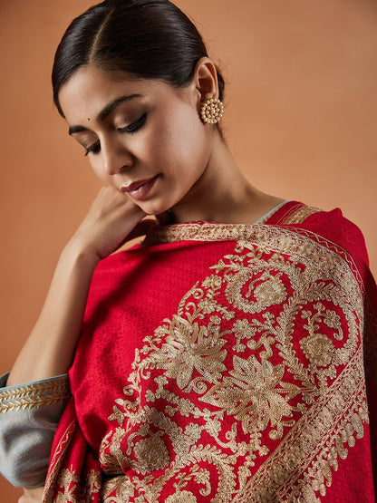 Dhiyona PA Floral Embroidered Fringed Shawl