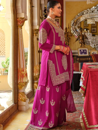 Women Ethnic Motifs Embroidered Kurta with Palazzo & Dupatta