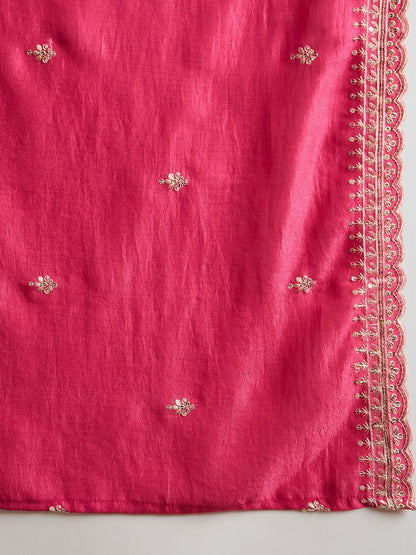 Dhiyona IE Ethnic Motifs Embroidered Thread Work Kurta with Trousers & Dupatta