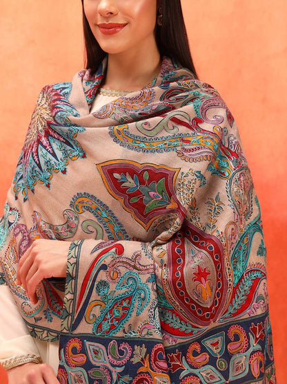 Dhiyona PA Ethnic Motifs Embroidered Shawl