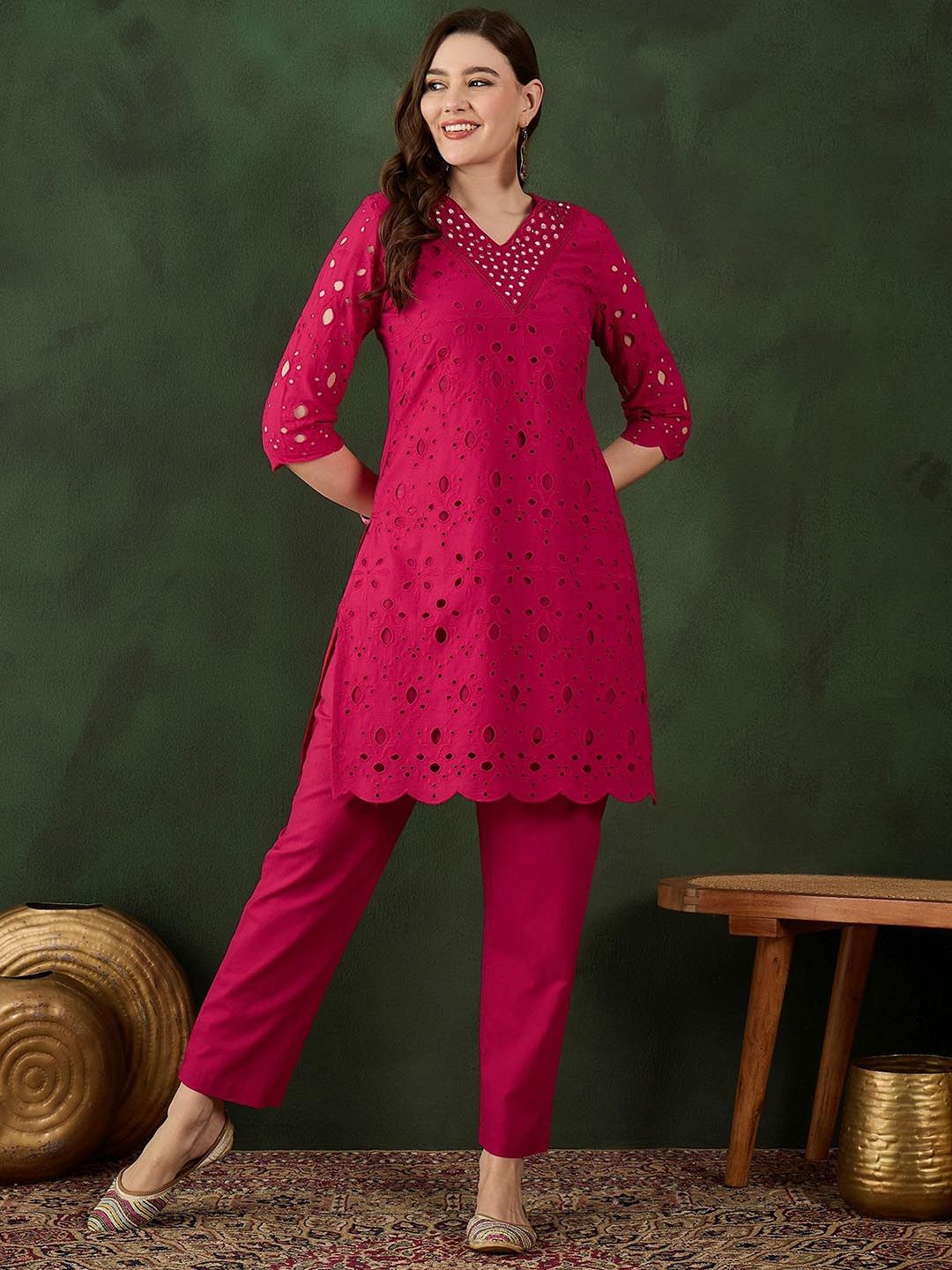 Dhiyona SN Women's Embroidered Pure Cotton Kurta & Trouser