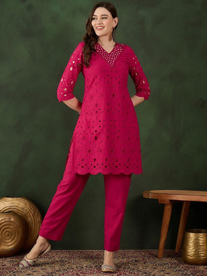 Dhiyona SN Women's Embroidered Pure Cotton Kurta & Trouser