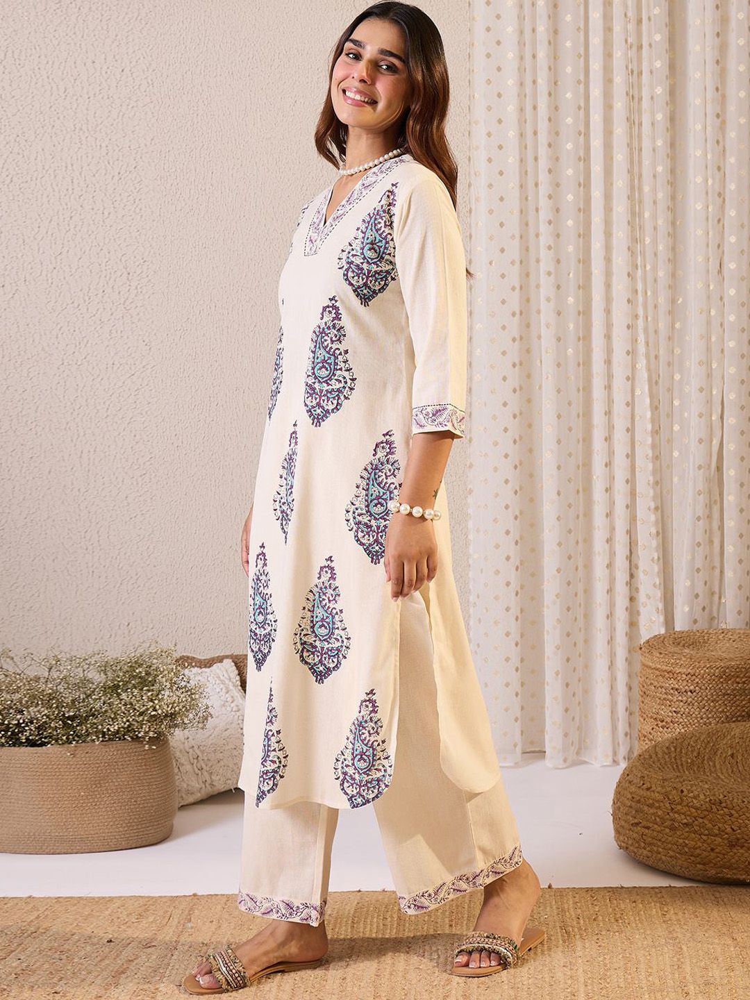 Dhiyona IE Printed Pure Cotton Tunic With Palazzo