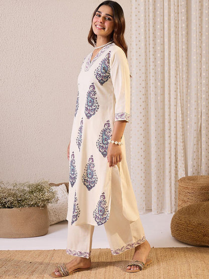 Dhiyona IE Printed Pure Cotton Tunic With Palazzo
