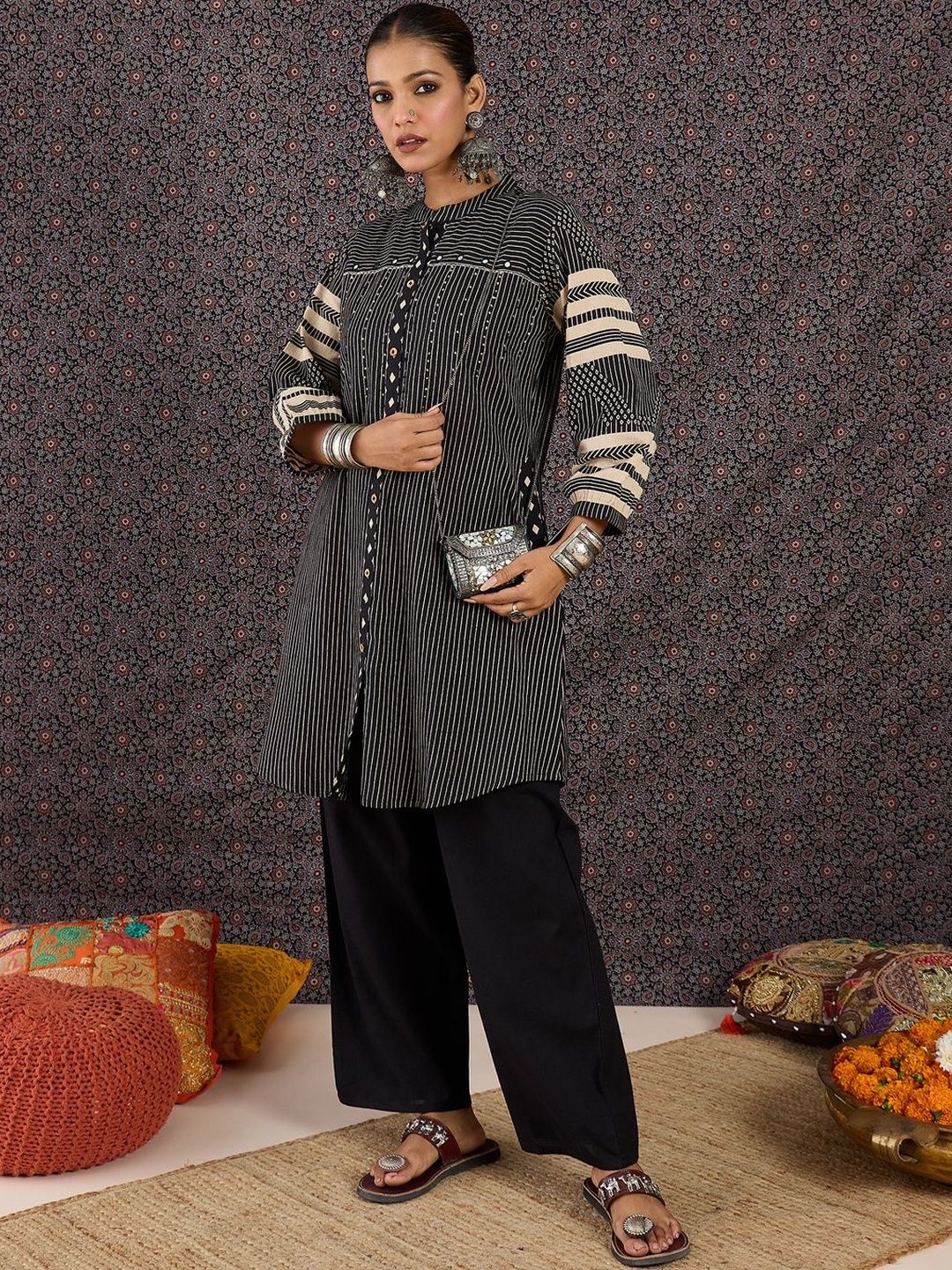 Women Printed Regular Pure Cotton Kurta with Trousers