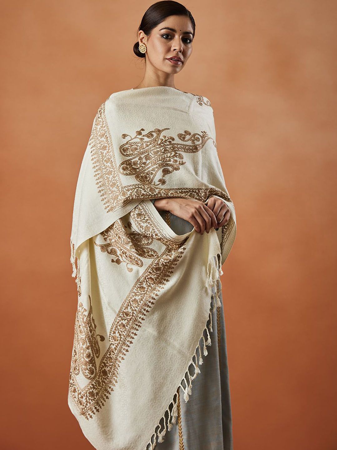 Dhiyona PA Nargis Aari Paisley Embroidered Shawl