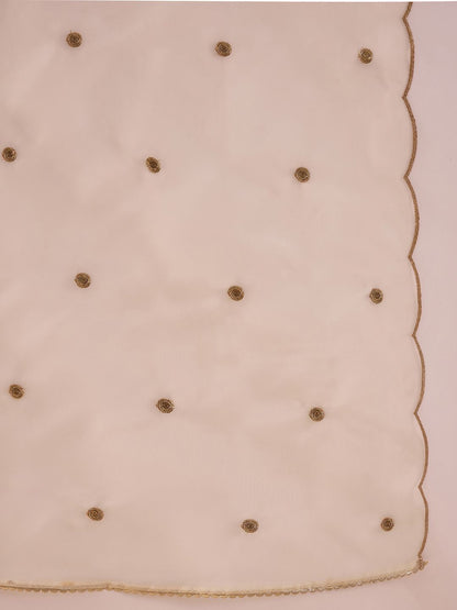 Ethnic Motifs Embroidered Straight Zari Liva Kurta with Trousers & Dupatta