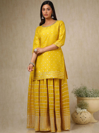 Dhiyona SO Women's Women Ethnic Motifs Regular Beads and Stones Kurta with Skirt & With Dupatta