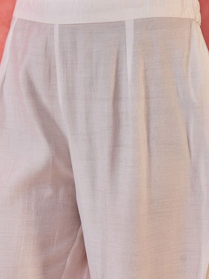 Dhiyona SN Women's Floral Embroidered Notch Neck Kaftan Kurta & Trousers