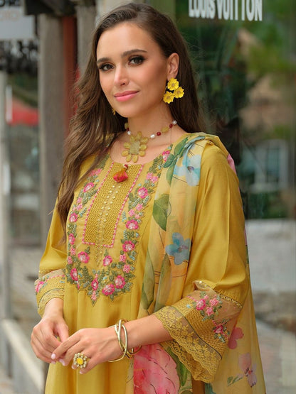 Women Floral Embroidered Regular Thread Work Kurta with Trousers & With Dupatta
