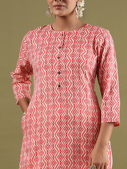Dhiyona IE Women Keyhole Neck Cold-Shoulder Sleeves Kurta