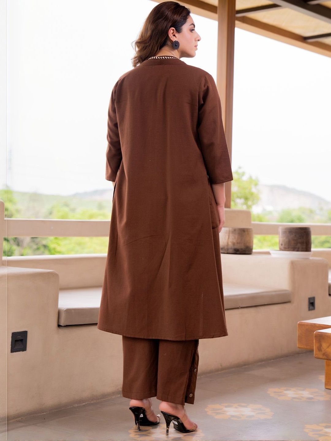 Women Pure Cotton Straight Kurta & Palazzos With Jacket