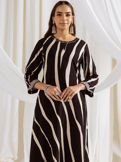 Dhiyona IS Women's Women Striped Kurta with Palazzo