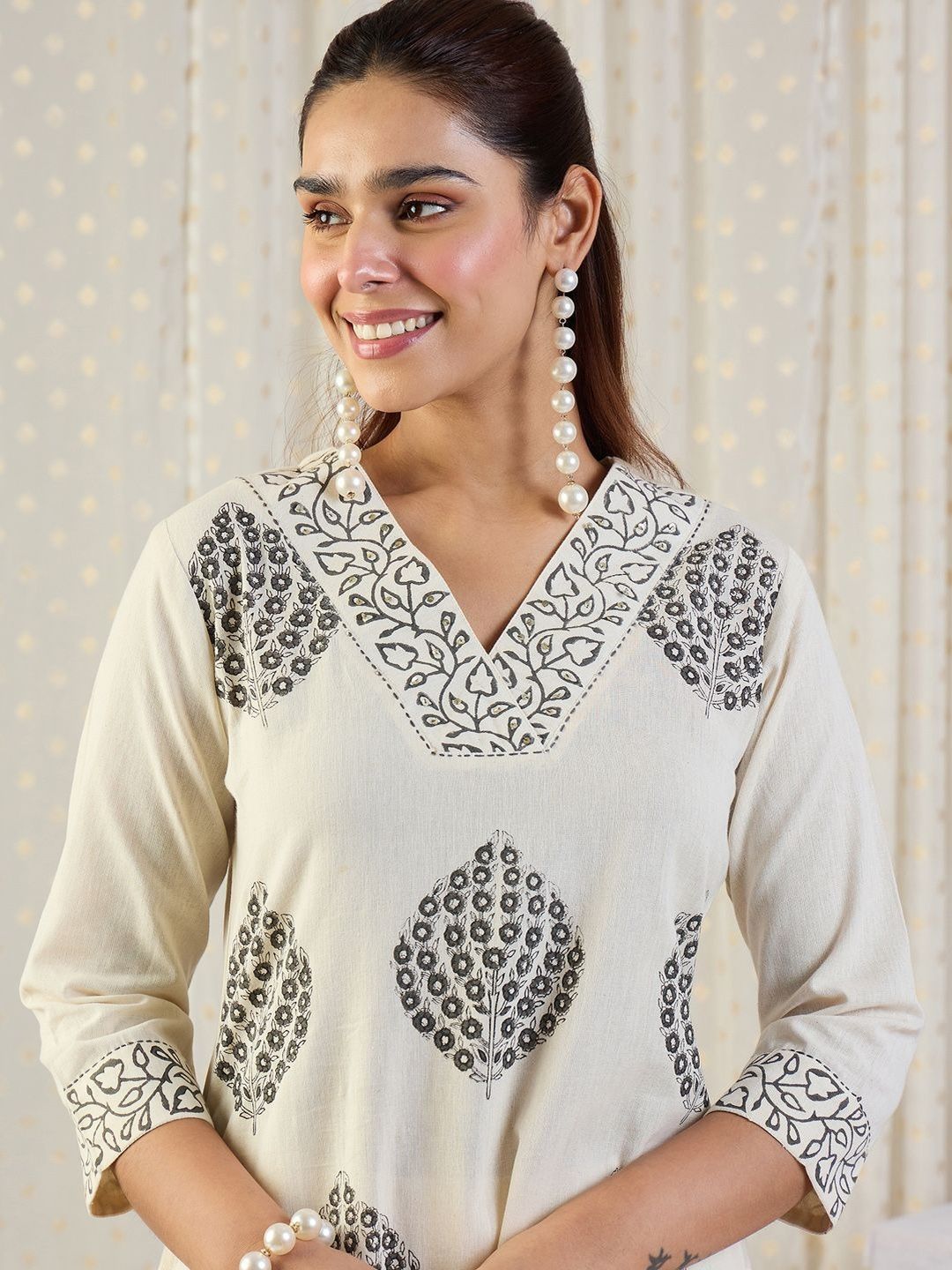 Dhiyona IE Printed Pure Cotton Tunic With Trousers Co-Ords