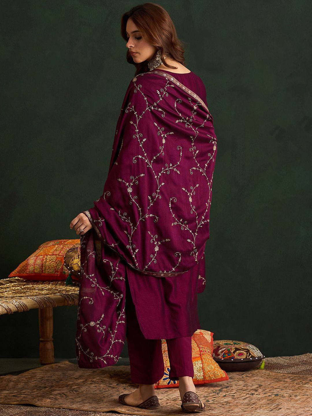 Dhiyona IE Ethnic Motifs Embroidered Kurta with Trousers & Dupatta