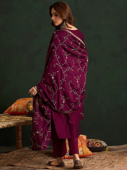 Dhiyona IE Ethnic Motifs Embroidered Kurta with Trousers & Dupatta