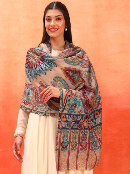 Dhiyona PA Ethnic Motifs Embroidered Shawl