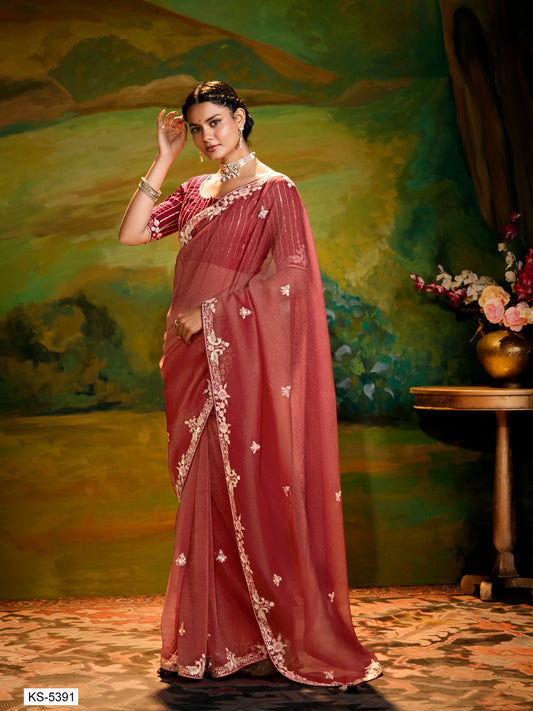 Dhiyona KM Women Classic Red Saree With Red Blouse ” The Eternal Symbol Of Grace