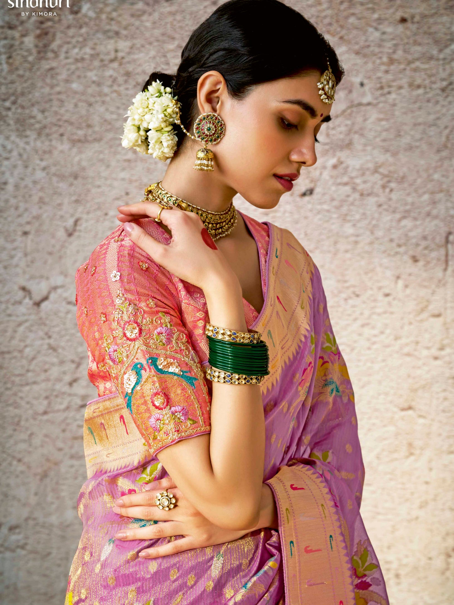 Dhiyona KM Women Royal Purple Banarasi Silk Saree With Traditional Zari Weaving