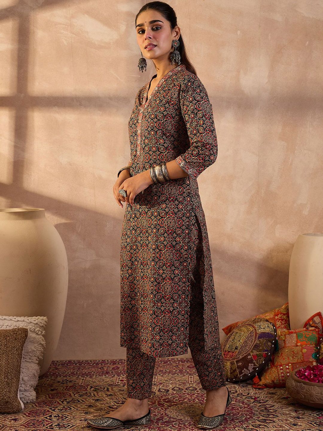 Dhiyona IE Printed Pure Cotton Tunic With Trousers