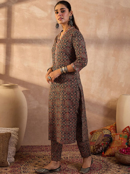 Dhiyona IE Printed Pure Cotton Tunic With Trousers