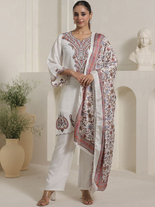 Women Ethnic Motifs Embroidered Regular Kurta with Palazzos & Dupatta
