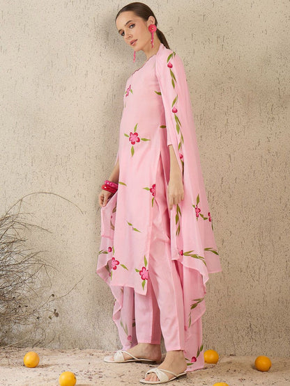 Women Floral Printed Regular Pure Cotton Kurta with Trousers & Dupatta