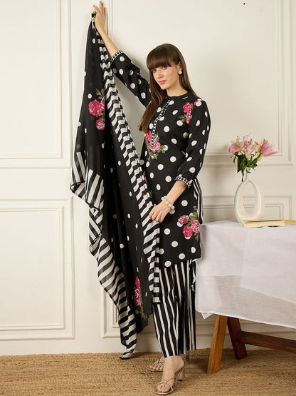 Women Floral Printed Regular Pure Cotton Kurta with Palazzos & With Dupatta