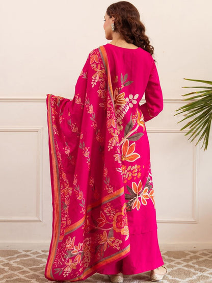 Women Floral Printed Kurta with Palazzos & Dupatta