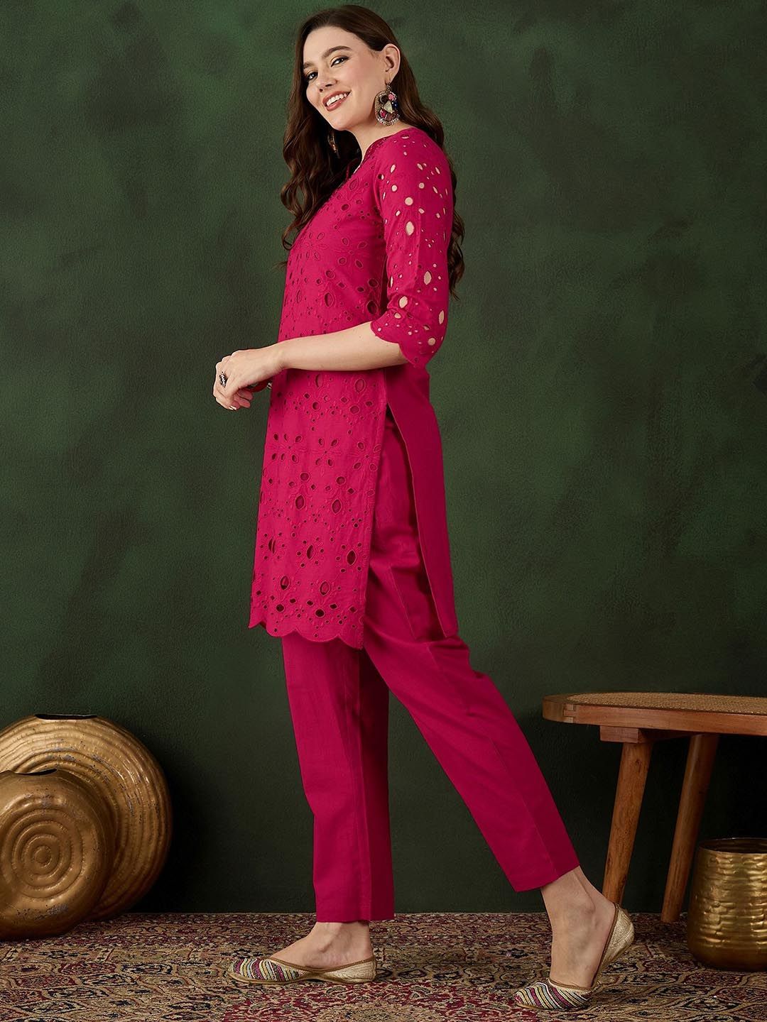 Dhiyona SN Women's Embroidered Pure Cotton Kurta & Trouser