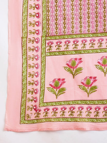 Dhiyona IE Floral Printed Empire Pure Cotton A-Line Kurta With Trousers & Dupatta