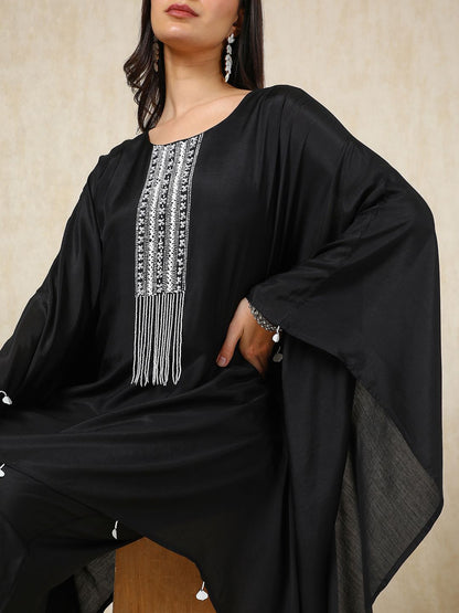 Dhiyona SO Women's Ethnic Motifs Embroidered Kaftan Kurta with Trousers