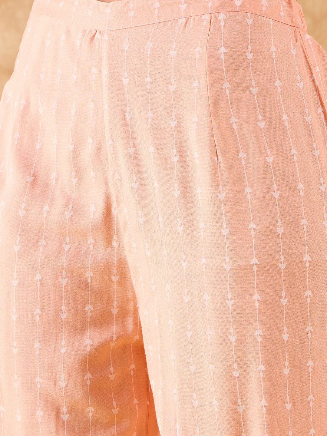 Floral Printed Straight Mirror Work Kurta with Trousers & Dupatta