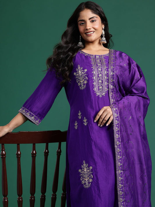 Ethnic Motifs Embroidered Kurta with Trousers & Dupatta