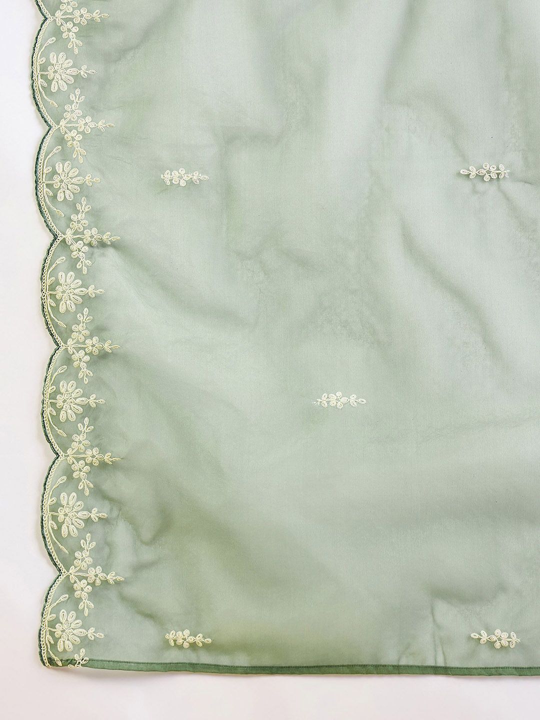 Dhiyona IE Floral Embroidered Straight Kurta With Trousers & Dupatta