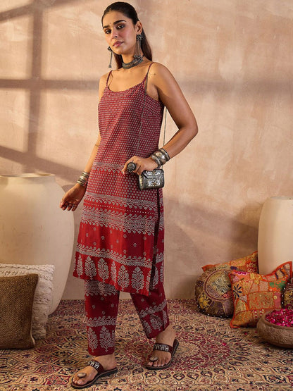 Dhiyona IE Printed Pure Cotton Tunic With Trousers