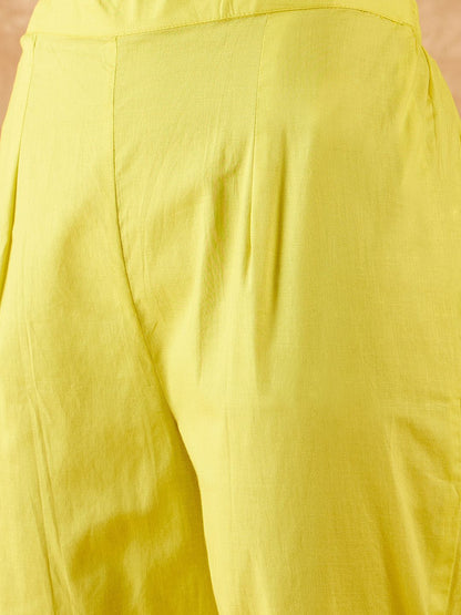 Embroidered Straight Sequinned Chanderi Cotton Kurta with Trousers & Dupatta