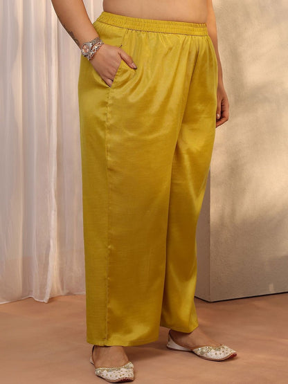 Dhiyona Women's Plus Size Ethnic Motifs Embroidered Kurta with Salwar & Dupatta