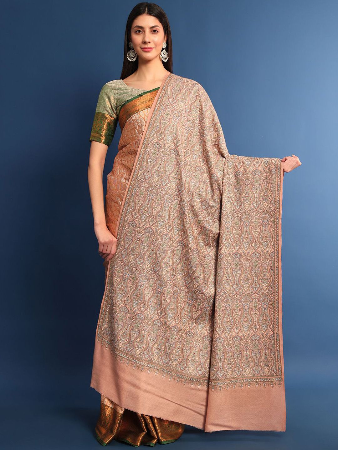 Dhiyona PA Ethnic Motifs Embroidered Woollen Shawl