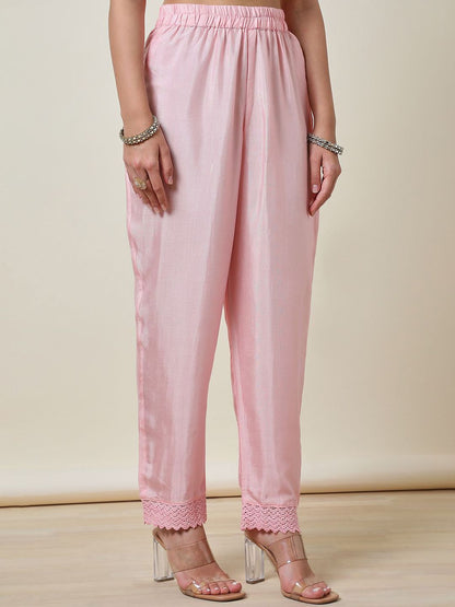 Dhiyona SO Women's Embroidered Thread Work Straight Kurta with Trousers & Dupatta