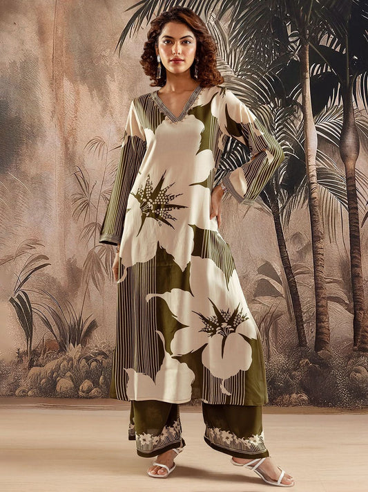 Dhiyona SN Women's Printed Straight Kurta & Palazzo