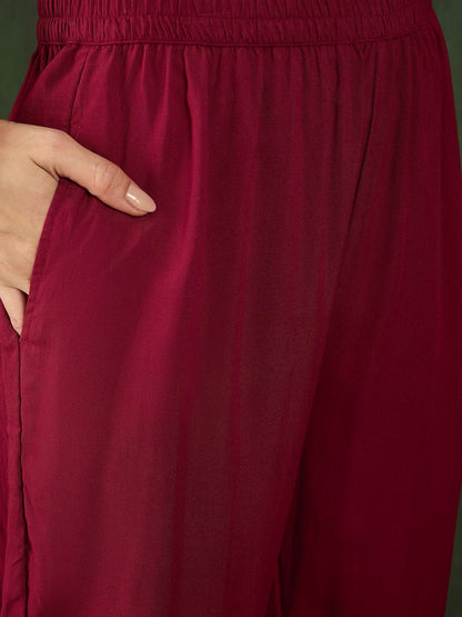 Dhiyona SN Women's Thread Work V-Neck Straight Kurta With Trousers And Dupatta