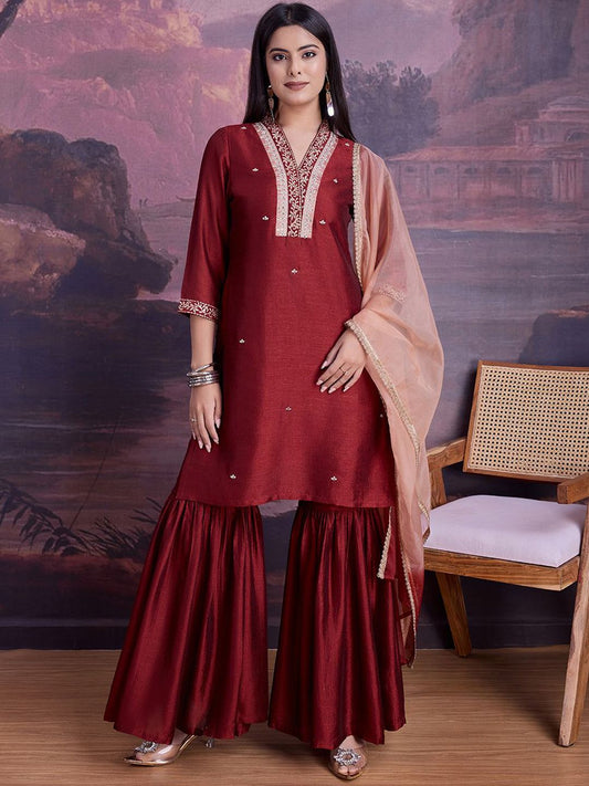 Dhiyona PD Women Embroidered Kurta With Trousers & Dupatta