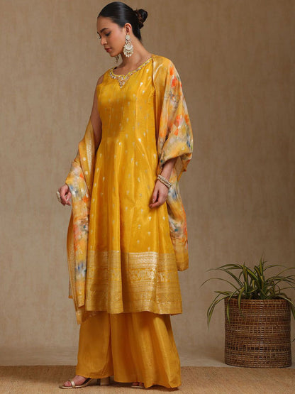 Dhiyona SO Women's Women Regular Sequinned Kurta with Palazzos & With Dupatta