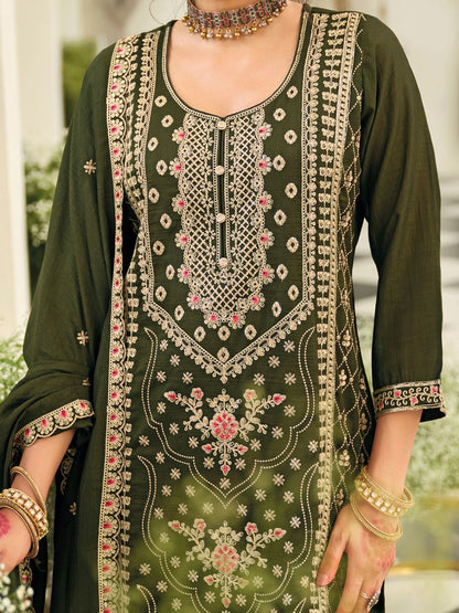 Women Ethnic Motifs Embroidered Kurta with Palazzo & Dupatta