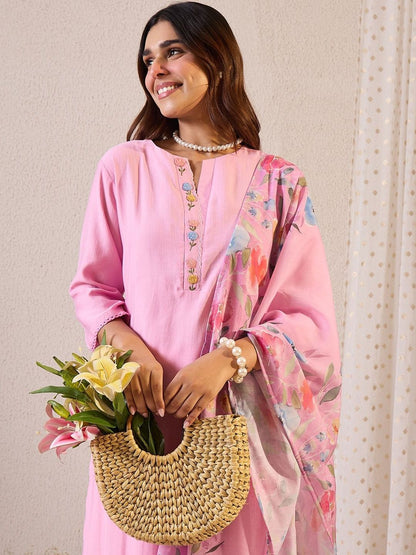 Women Floral Embroidered Kurta with Trousers & Dupatta